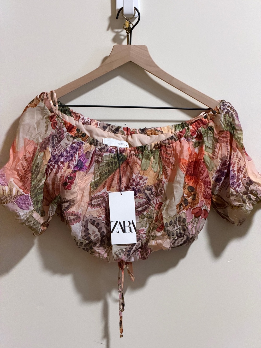 Zara🌺Floral Off-Shoulder Crop Top New M